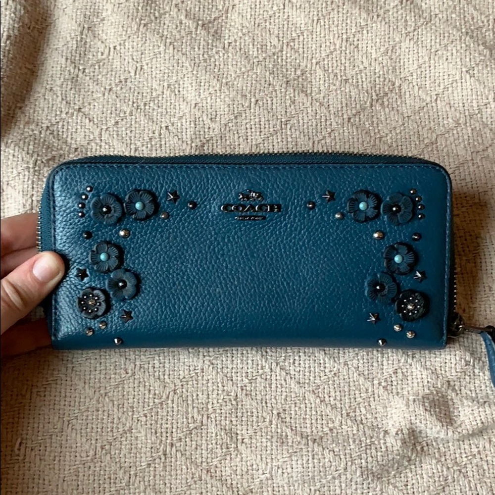 Coach Wallet with Willow Flowers and Star Rivets